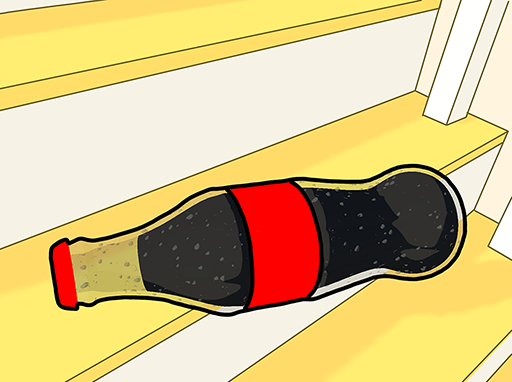 Bottle on stairs